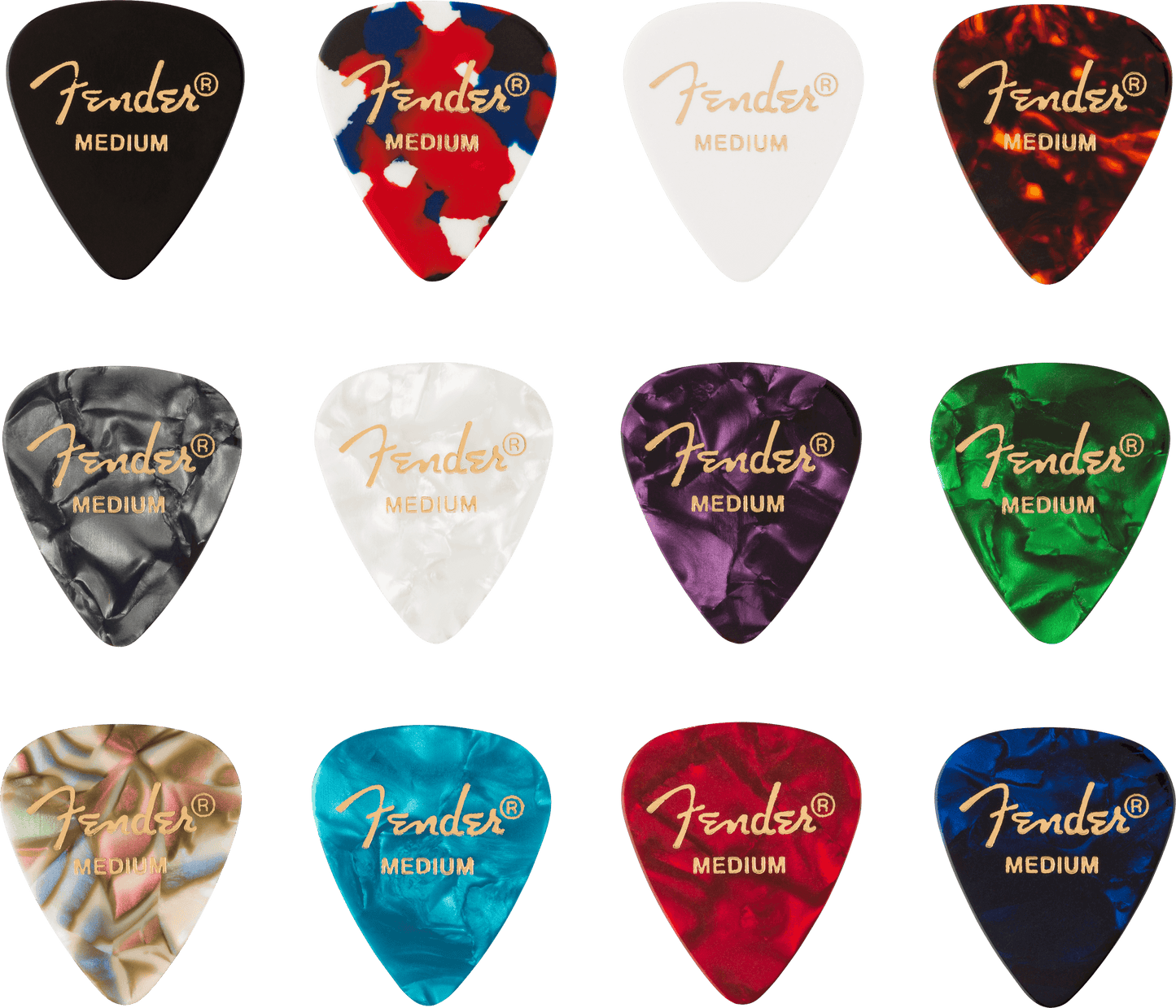 Celluloid Medley Picks, 351 Shape - 12 Pack