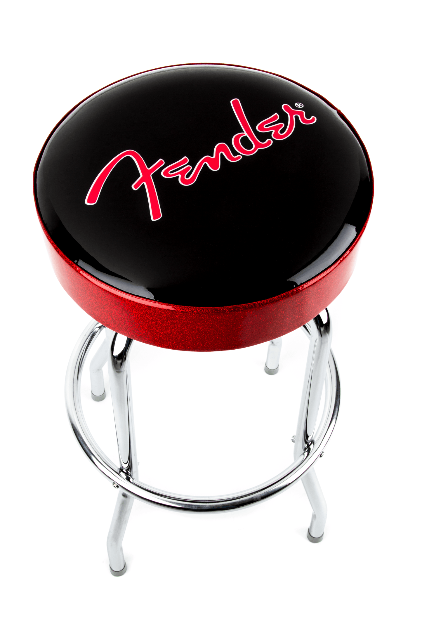 Fender® Red Sparkle Logo Barstool, Black and Red Sparkle
